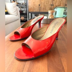 Yves Saint Laurent Red Slide Heel Sandals